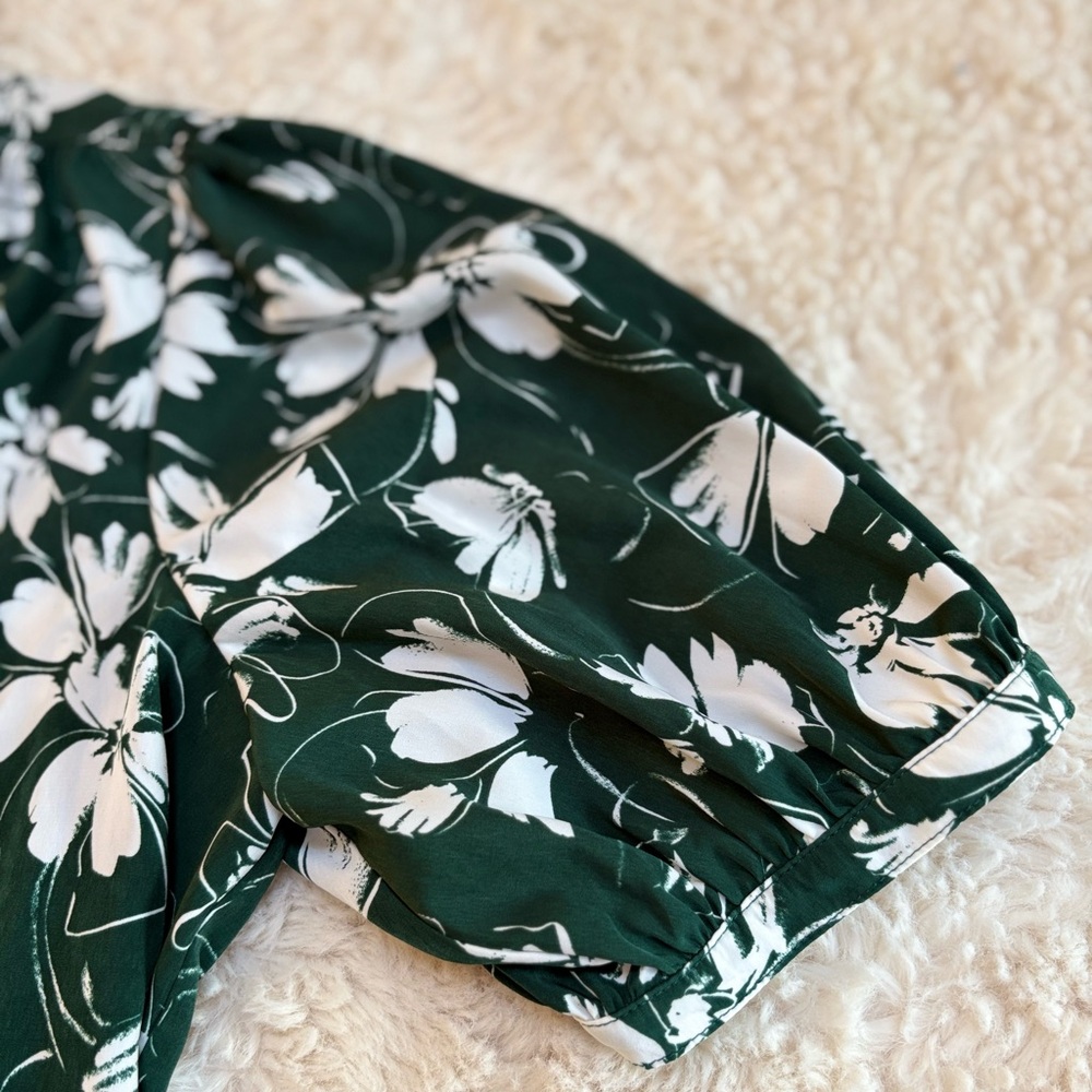 Alfani Dark Hunter Green Floral Blouse - Picture 6 of 11